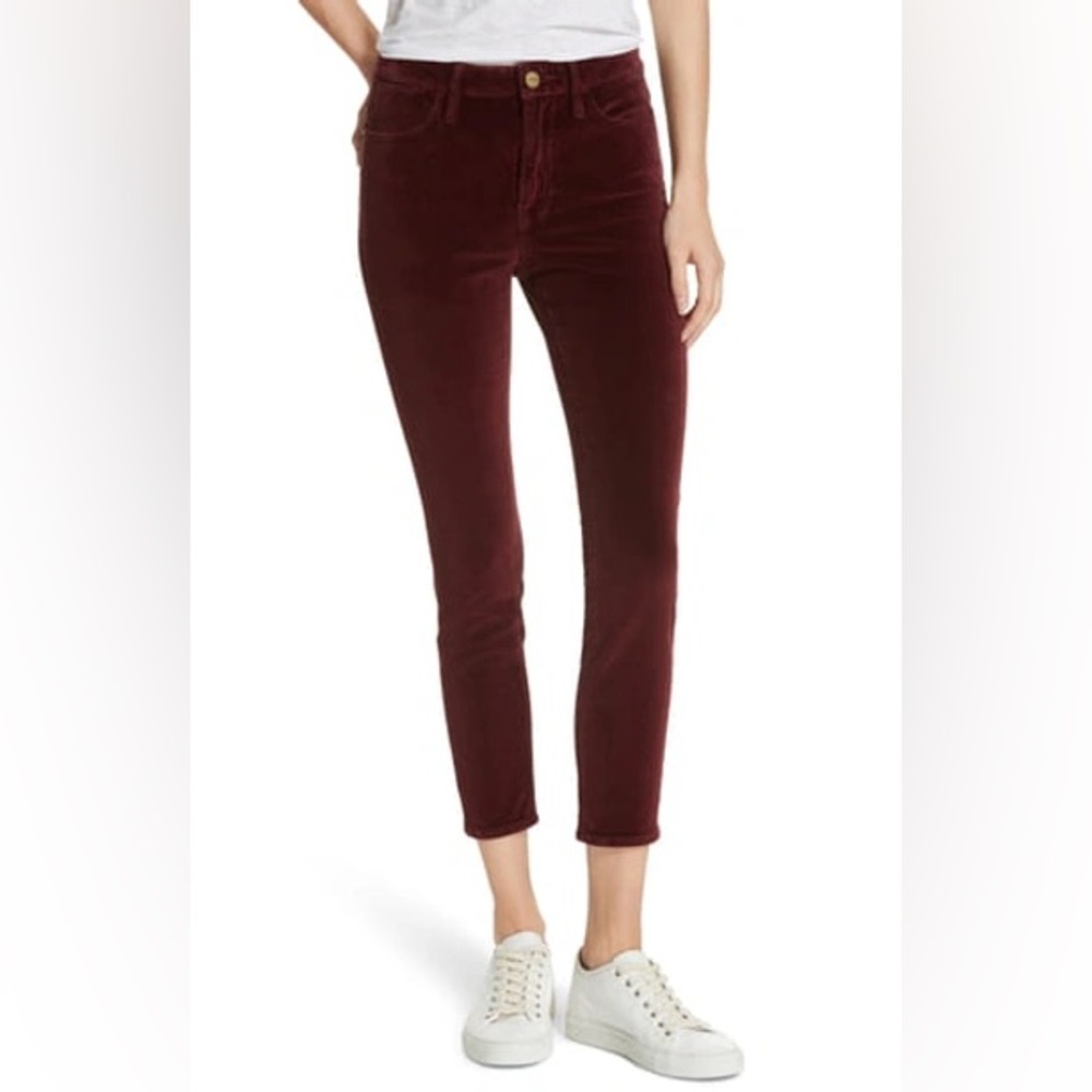 Frame Denim Le High Skinny Velveteen Jeans in Pinot, size 28